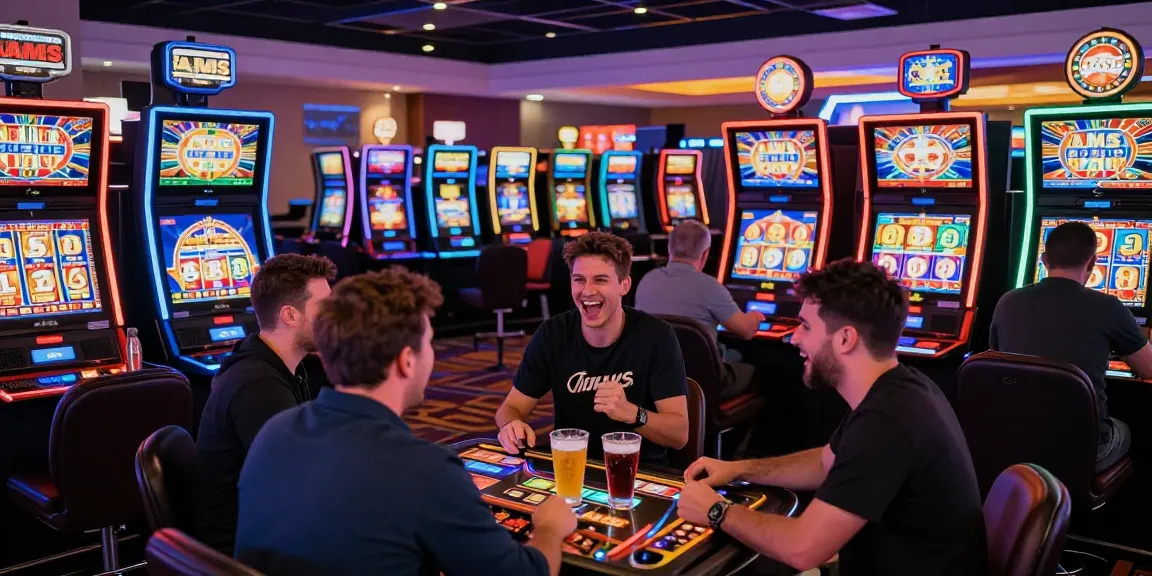 I giocatori delle slot non AAMS si divertono con giochi vivaci e un'atmosfera vivace in un moderno casinò.