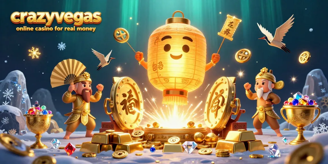 Experience the magic of crazyvegas online casino for real money with vibrant casino-themed 3D illustration.