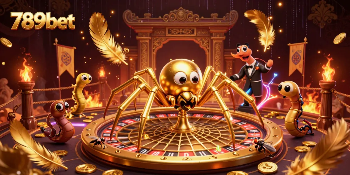 Engage with the thrilling action of 789bet's roulette game featuring a golden spider and centipede croupier.