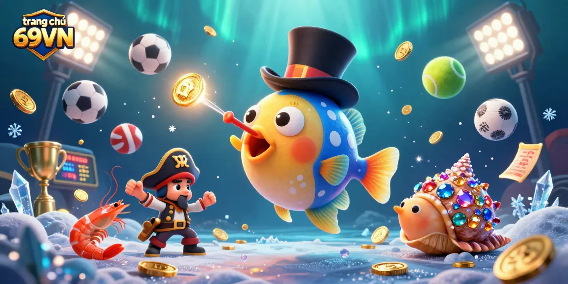 Experience the excitement at trang chủ 69VN with treasures and sports-themed elements in a vibrant underwater world.