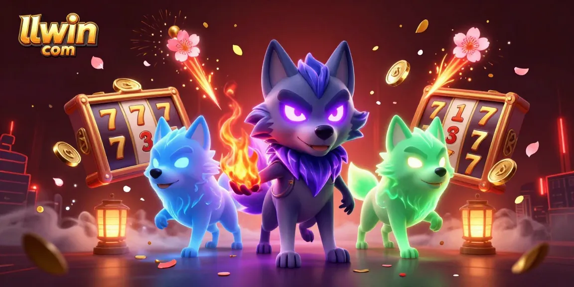 Experience thrilling wins at llwin com with a dynamic 3D casino illustration showing animated slot reels and vibrant characters.