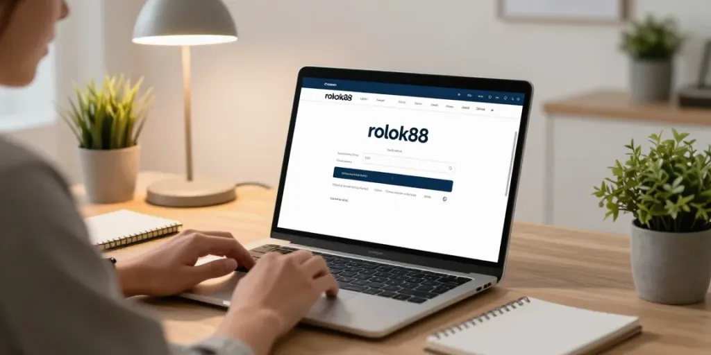 Person engaging with rokok88 link login on a sleek computer setup.