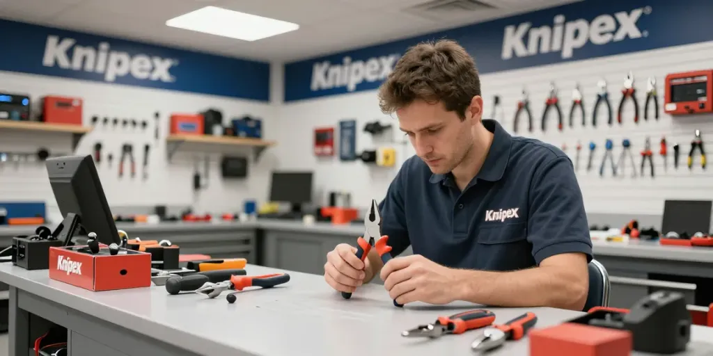 Offerte Black Friday Knipex con strumenti di alta qualità su un banco di lavoro professionale.