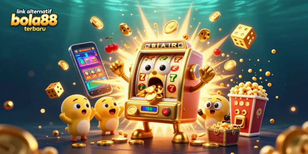 Experience thrilling wins with link alternatif bola88 terbaru while celebrating jackpots in a vibrant casino scene.