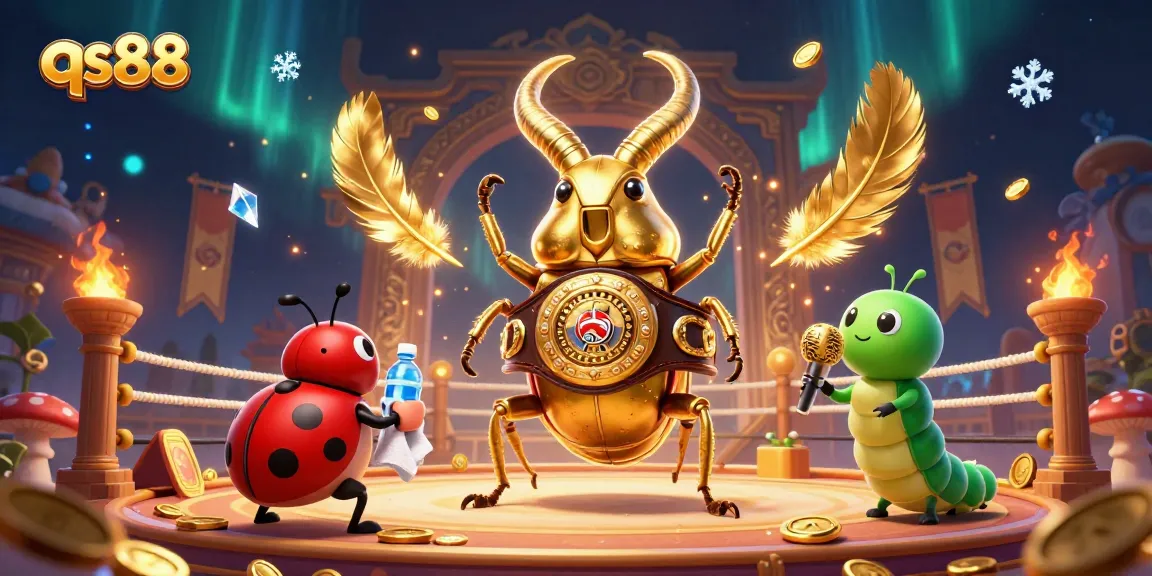 Engage with qs88 thrilling casino action featuring a giant stag beetle boxing champion in a vibrant showdown.