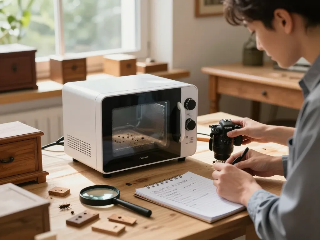Eliminazione dei coleotteri del legno tramite sterilizzazione microonde coleottero in un laboratorio tranquillo e organizzato.