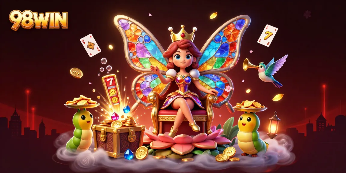 Experience thrilling wins at 98WIN with colorful slot games and vibrant casino elements.