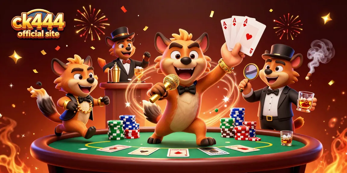 Experience winning moments at the ck444 official site with lively hyena characters showcasing an energetic casino scene.