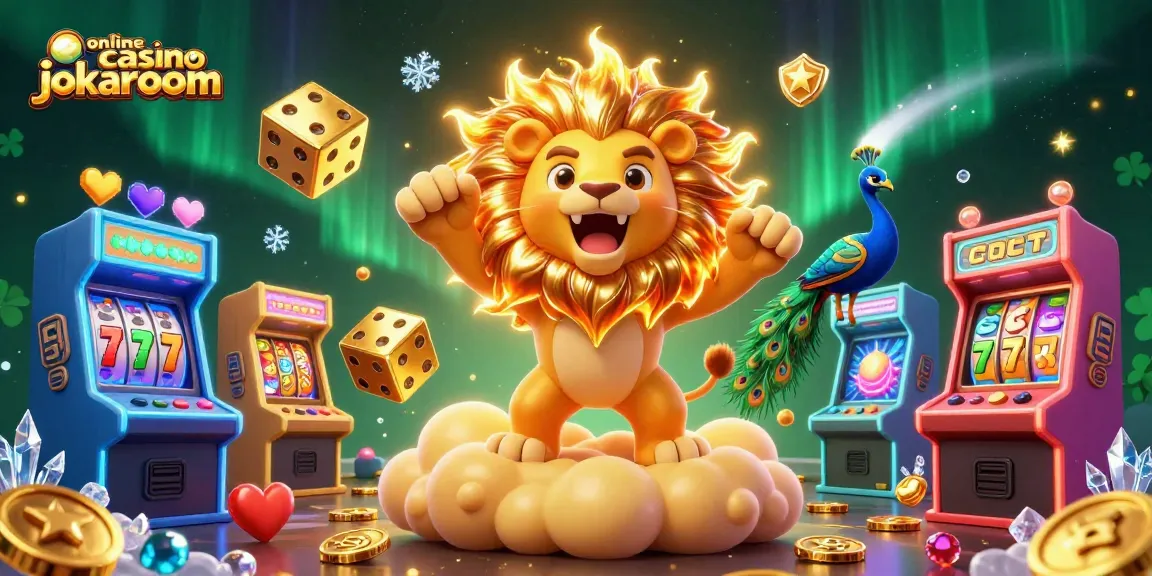Experience the excitement at online casino jokaroom with animated characters surrounded by playful gaming elements.